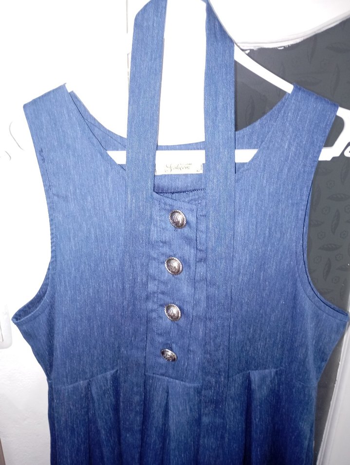 Düğmeli Lacivert jile  elbise - Görsel 4