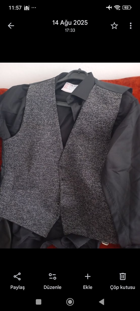 Gri Düğmeli Erkek Yelek - Görsel 2