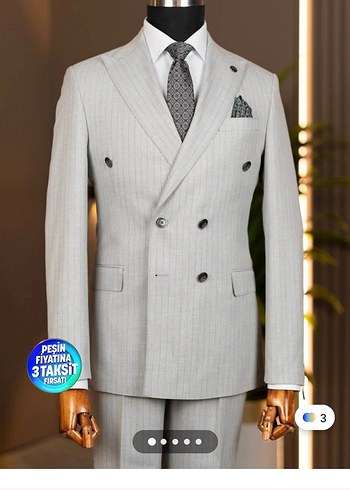 Gri Modern Klasik Erkek Takım Elbise - Görsel 2