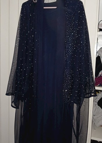 Abiye lacivert Uzun Drape Detaylı Gotik Elbise