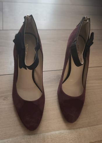 Nine West Bordo Süet Tokalı Stiletto Topuklu Kadın Ayakkabı