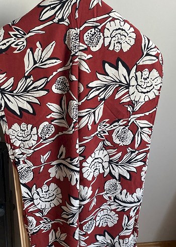 Bordo Çiçek Desenli Uzun Pantolon