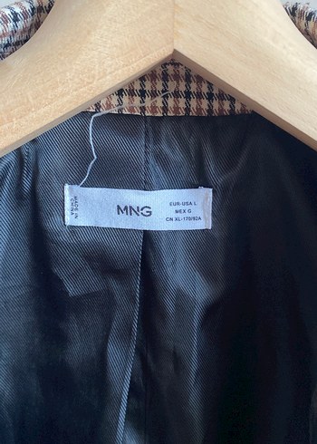 Mango Mango Düğmeli Kahverengi Ekose Midi Blazer