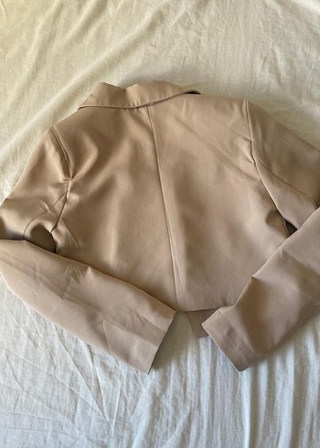 34 Beden Bej Uzun Kollu Kadın Blazer Ceket