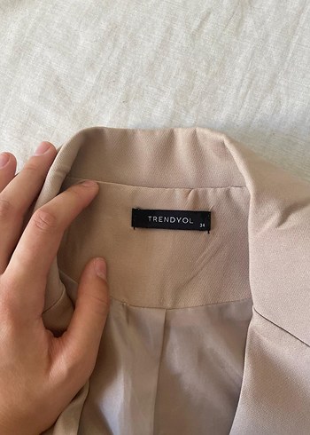 34 Beden camel Renk Bej Uzun Kollu Kadın Blazer Ceket