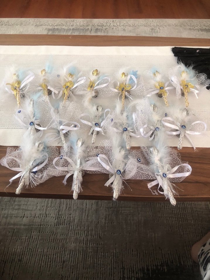 Beyaz Kurdale Detaylı Düğün Aksesuarları 17 adet hepsi 200 tl - Görsel 2