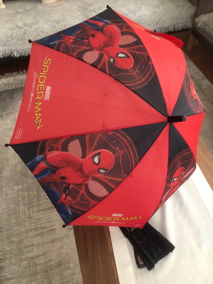 Örümcek Adam Desenli Kırmızı Şemsiye Lisanslı - Görsel 2