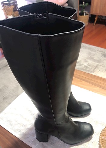 Siyah Kadın Deri Dizüstü Çizme - Görsel 5