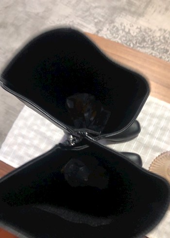 Siyah Kadın Deri Dizüstü Çizme - Görsel 8