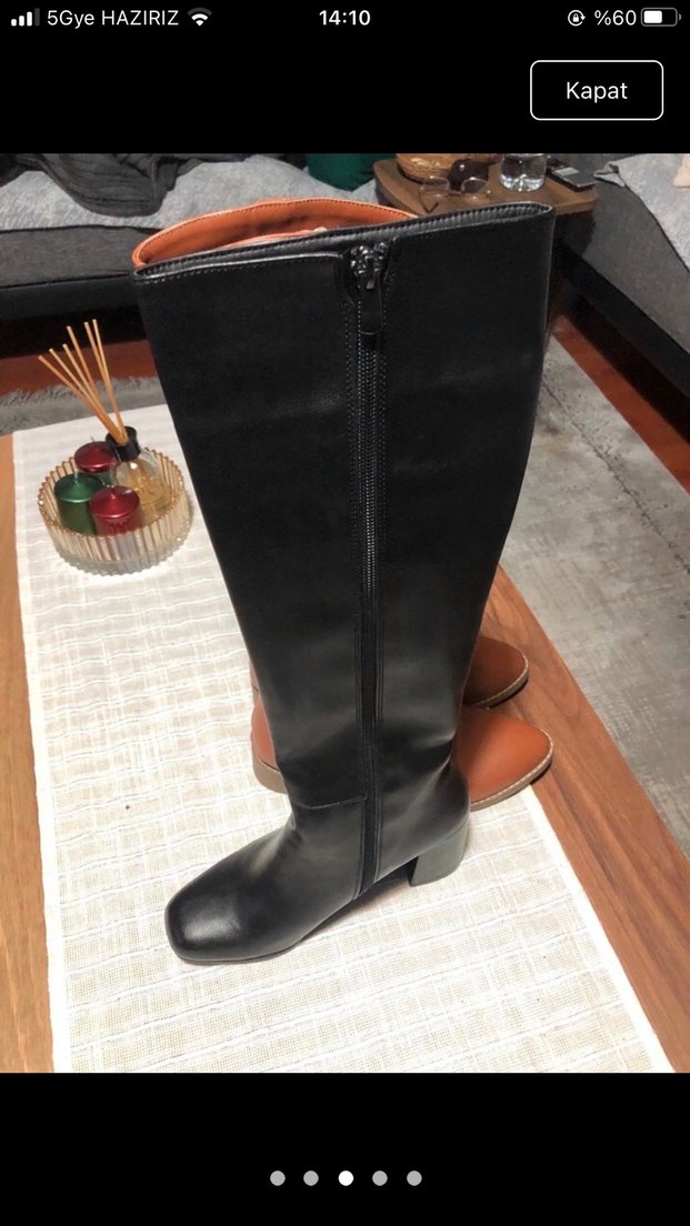 Siyah Kadın Deri Dizüstü Çizme - Görsel 2