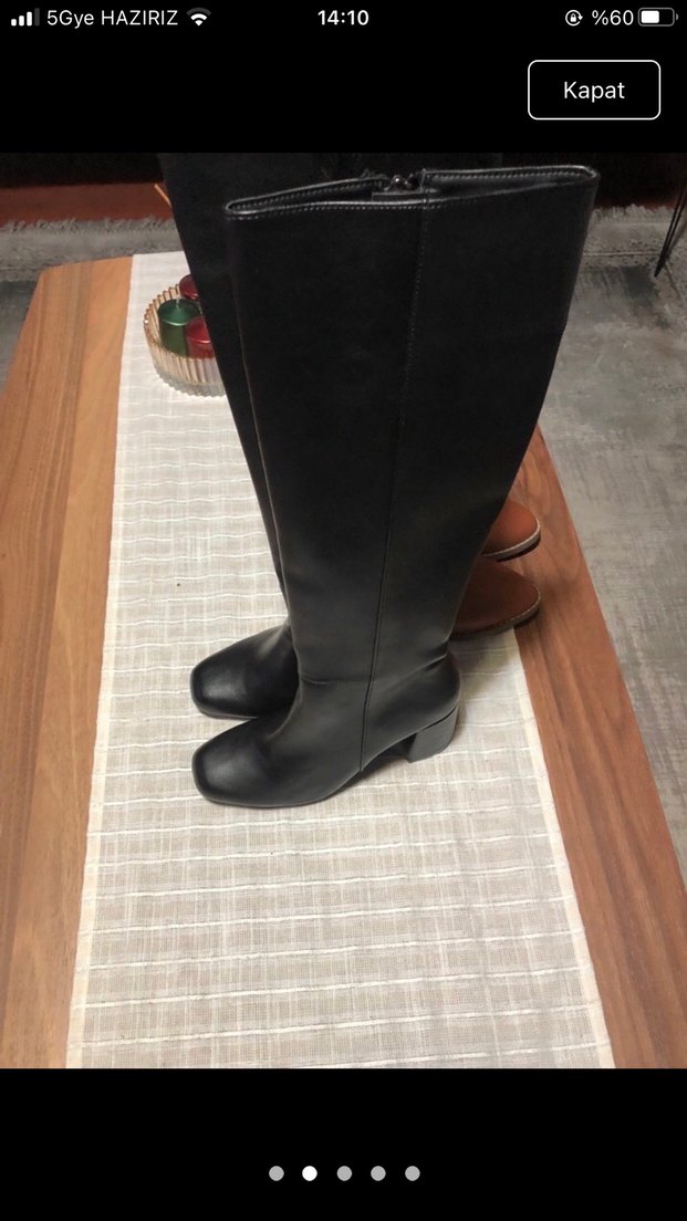 Siyah Kadın Deri Dizüstü Çizme - Görsel 4