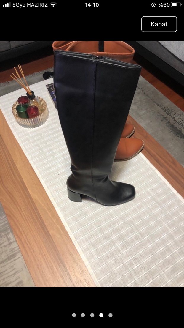 Siyah Kadın Deri Dizüstü Çizme - Görsel 3