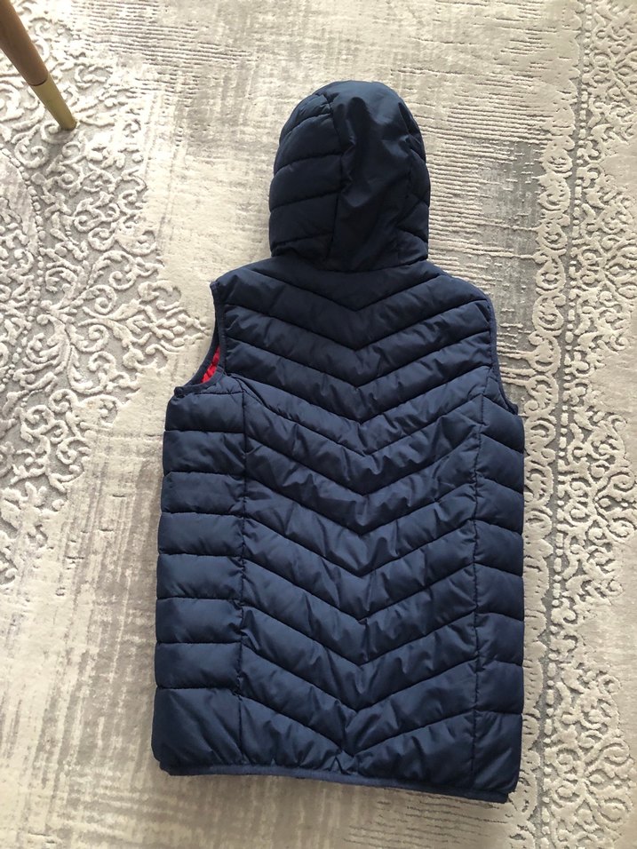 Koyu Mavi Kapüşonlu Erkek Çocuk  Yelek - Görsel 2