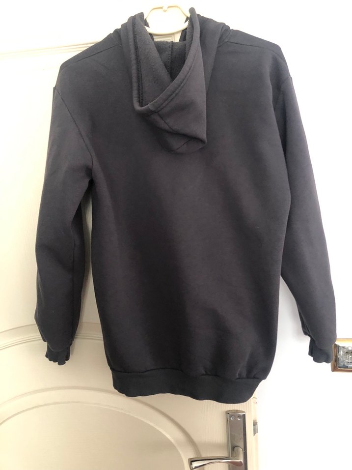 Füme  Erkek Kapüşonlu Fermuarlı Sweatshirt - Görsel 2