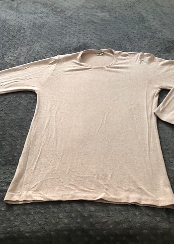 Bej Kadın Keten Uzun Kollu Bisiklet Yaka Kazak - Görsel 2