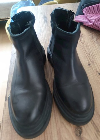 Siyah Kadın Lastik Bot, Tokalı, Kalın Topuklu - Görsel 3