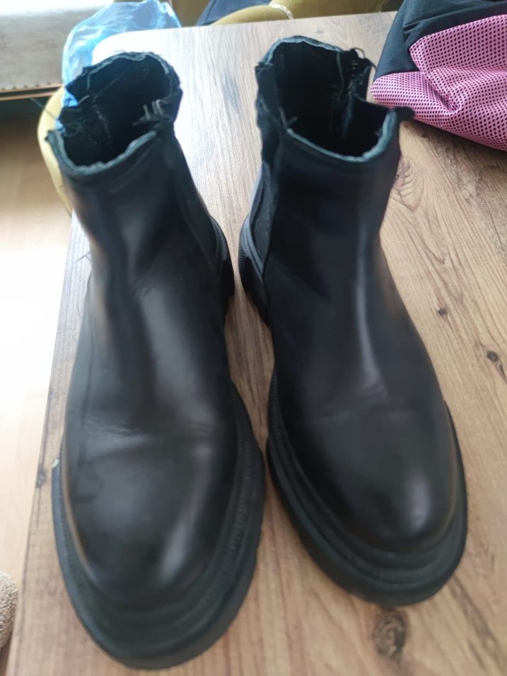 Siyah Kadın Lastik Bot, Tokalı, Kalın Topuklu - Görsel 3