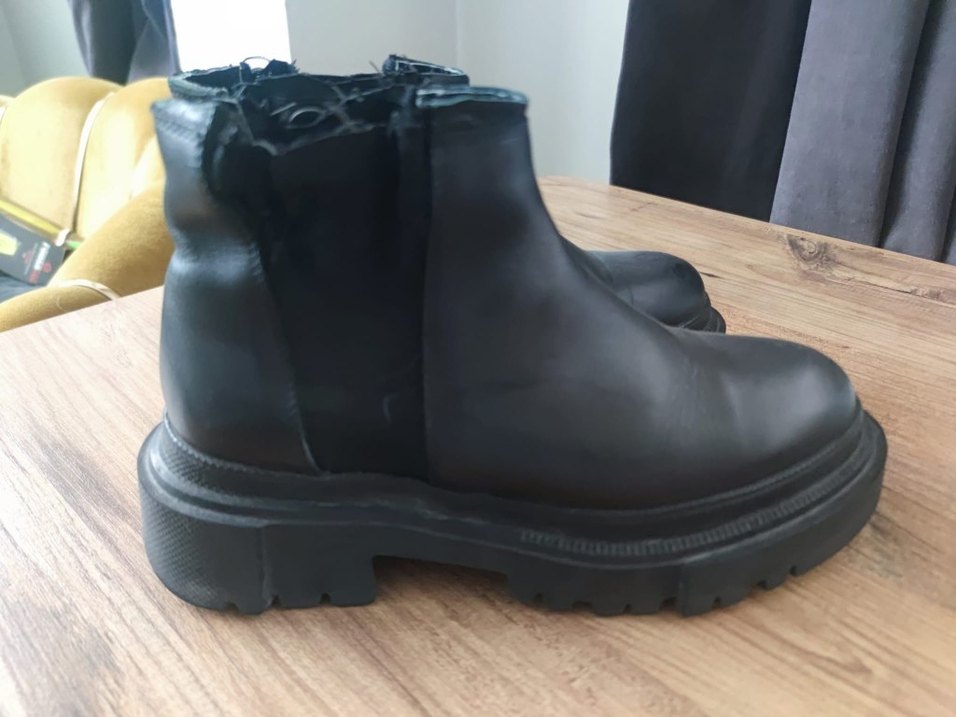 Siyah Kadın Lastik Bot, Tokalı, Kalın Topuklu - Görsel 2