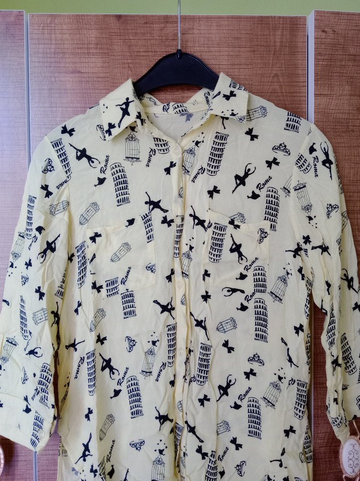 Sarı Desenli Pamuklu Mini Gömlek - Görsel 2