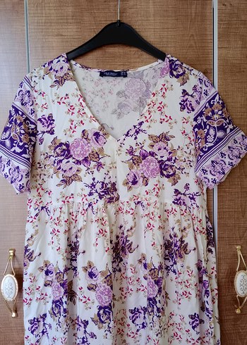 Mor Pastel Bohem Uzun Elbise - Görsel 2