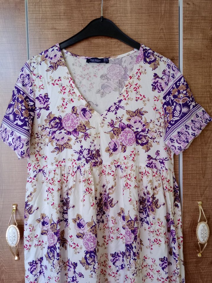 Mor Pastel Bohem Uzun Elbise - Görsel 2