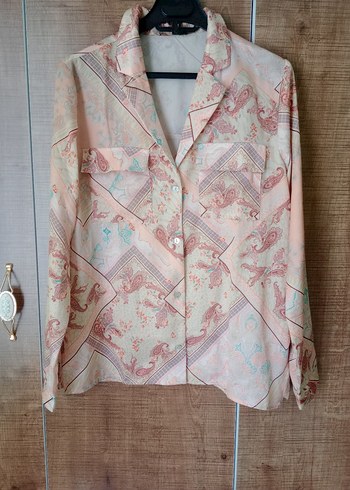 Bej Vintage Bohem Uzun Kollu Gömlek - Görsel 2