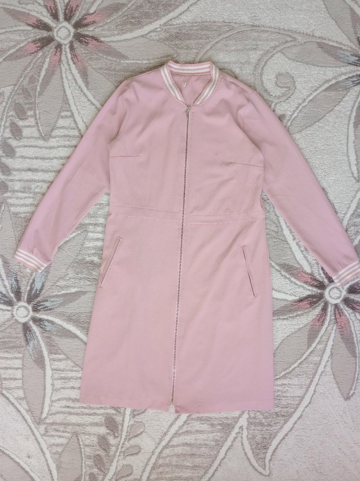 Pembe Fermuarlı Uzun Hamile Ceketi - Görsel 2