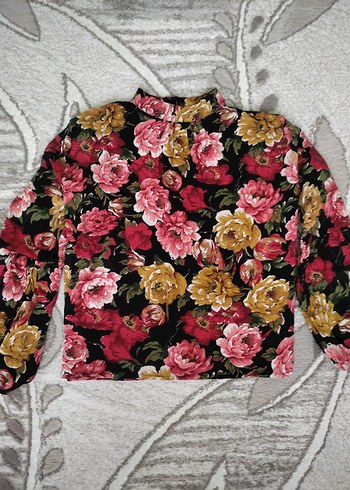 Çiçek Desenli Uzun Kollu Volanlı Bluz - Görsel 2