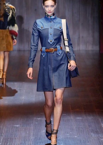 Gucci denim jean kot kısa elbise