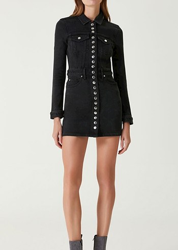 Alexander wang denim jean kot kısa elbise