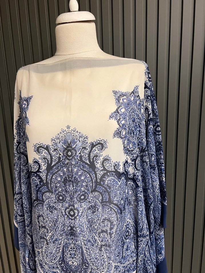 Etro saf ipek plaj elbisesi üst bluz tunik pareo - Görsel 2