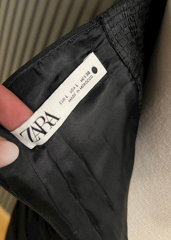 l Beden Zara drapeli Pilili Straplez Mini Elbise