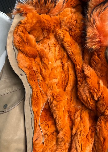 Punto haki içi kürklü parka mont - Görsel 6