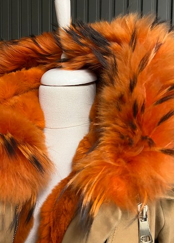 Punto haki içi kürklü parka mont - Görsel 3