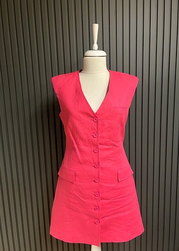 Adil ışık pembe sırt dekolteli kısa elbise - Görsel 3