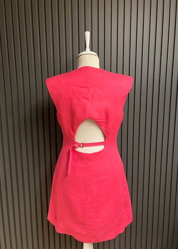 Adil ışık pembe sırt dekolteli kısa elbise - Görsel 7