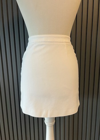 Massimo Dutti krem düğmeli mini etek - Görsel 5