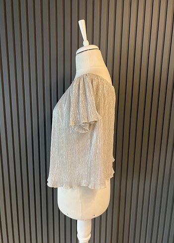 Zara tül düşük omuz üst bluz - Görsel 4