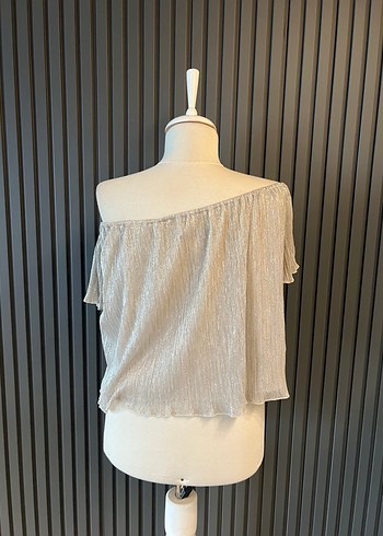 Zara tül düşük omuz üst bluz - Görsel 5