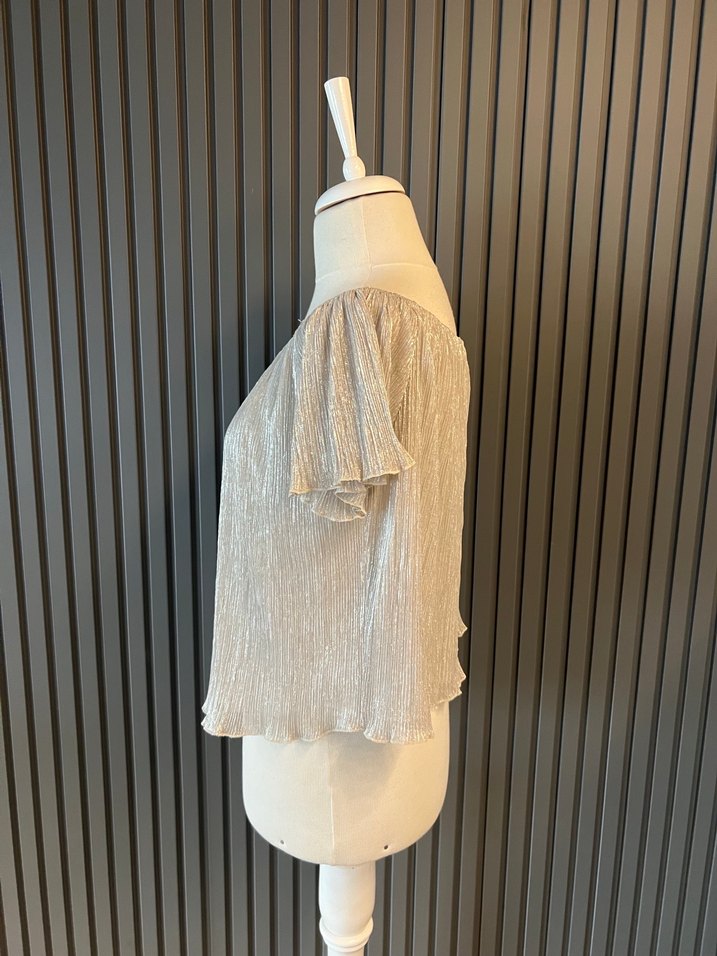 Zara tül düşük omuz üst bluz - Görsel 4