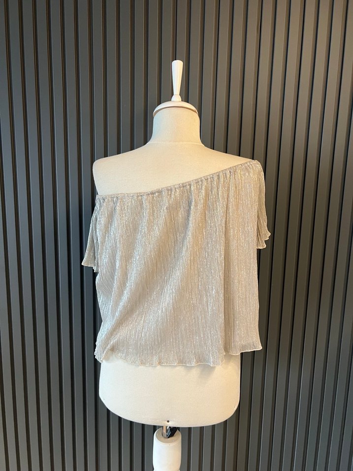 Zara tül düşük omuz üst bluz - Görsel 5