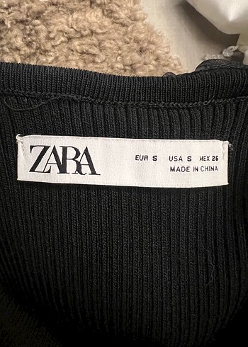 Zara triko tüllü body bluz üst - Görsel 7
