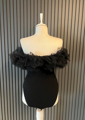 Zara triko tüllü body bluz üst - Görsel 6