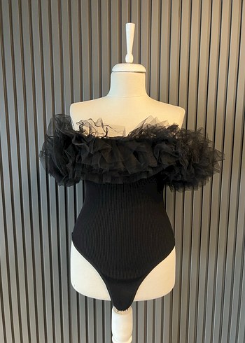 Zara triko tüllü body bluz üst - Görsel 2