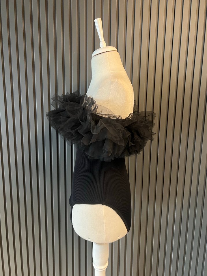 Zara triko tüllü body bluz üst - Görsel 5