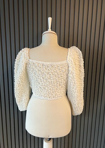 Bershka tül crop üst bluz - Görsel 5