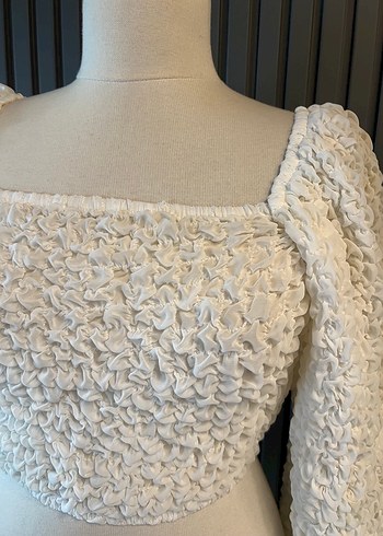 Bershka tül crop üst bluz - Görsel 2