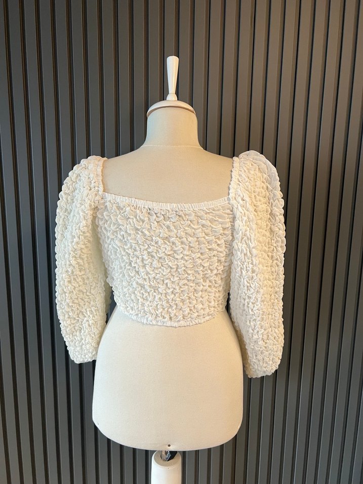 Bershka tül crop üst bluz - Görsel 5