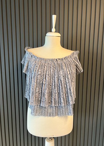 Zara düşük omuz üst dantel bluz - Görsel 2