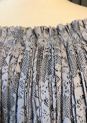 Zara düşük omuz üst dantel bluz - Görsel 4